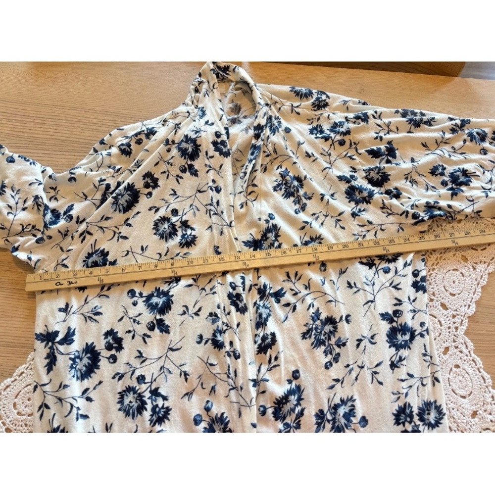 The Great Blue White Floral Robe Anthropologie Tie Waist Long Robe White Size M - Picture 6 of 9